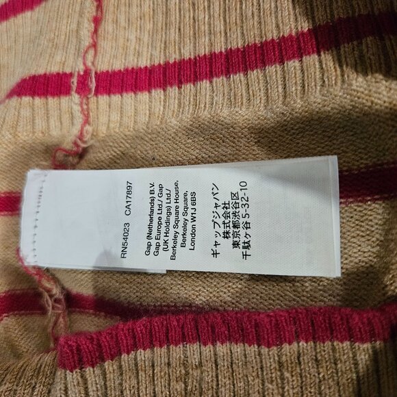 Gap Women's V-Neck Striped Beige & Pink Long Sleeve Sweater XS Soft and Comfy - Picture 14 of 16